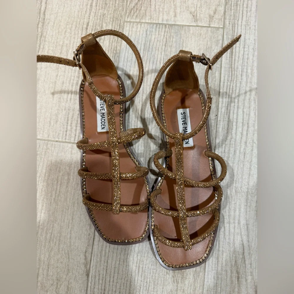 Steve Madden Glittery Brown Strappy Sandals - Picture 1 of 2